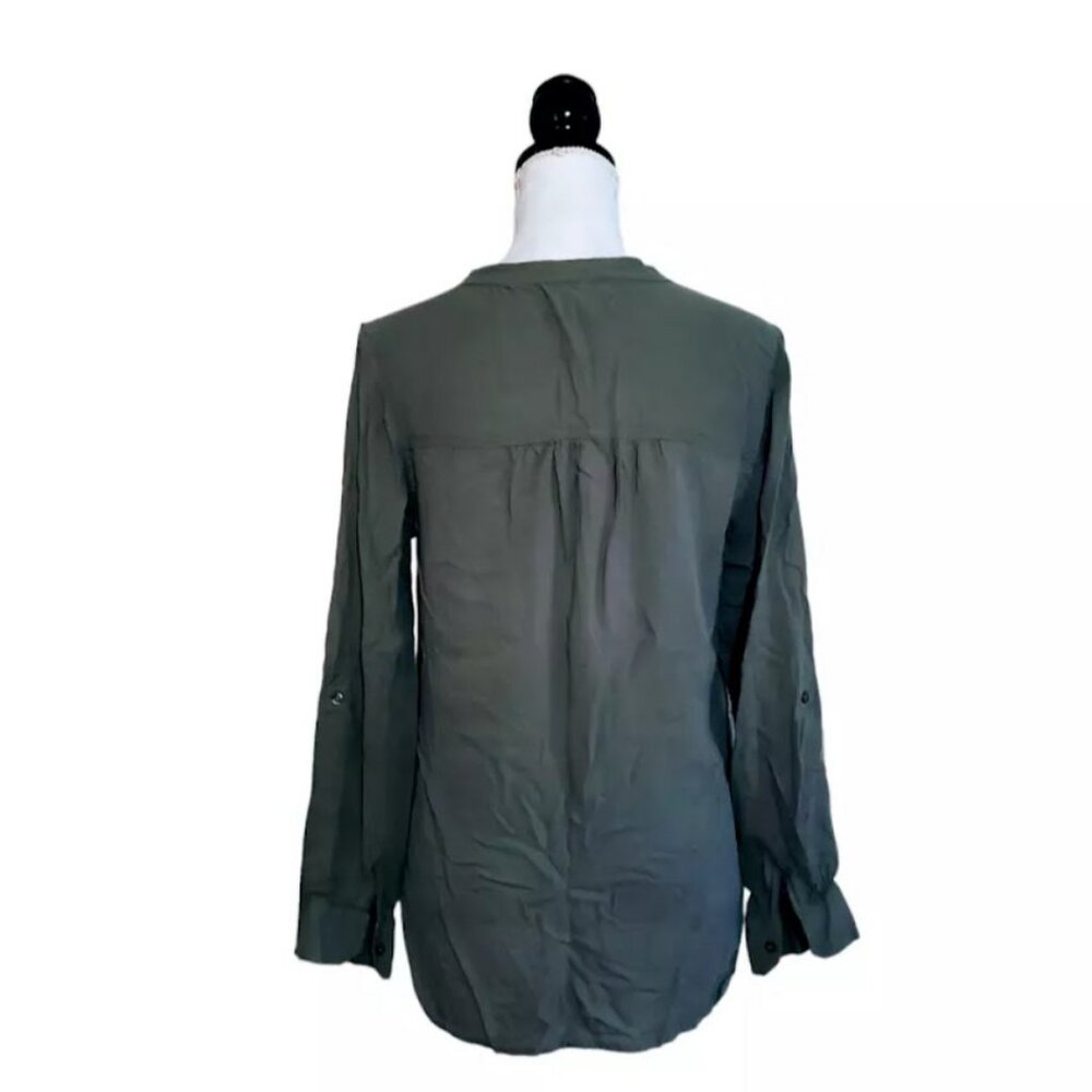 URBAN OUTFITTERS / STARING AT STARS Top, Dark Green Rayon Buttons Boho Casual, M - Picture 4 of 10